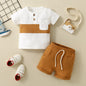 Cross-border Baby Color Block Bust Patchwork Top Shorts Suit