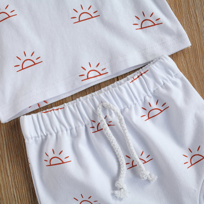 Kids Sun Print Short-sleeved T-shirt & Shorts