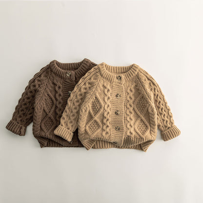 Baby Idle Style Knitted Sweater Thickened Coat