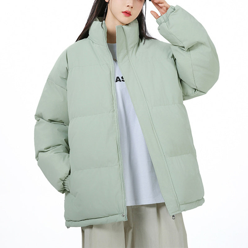 Womens Loose Stand-collar Cotton Thicken Jacket