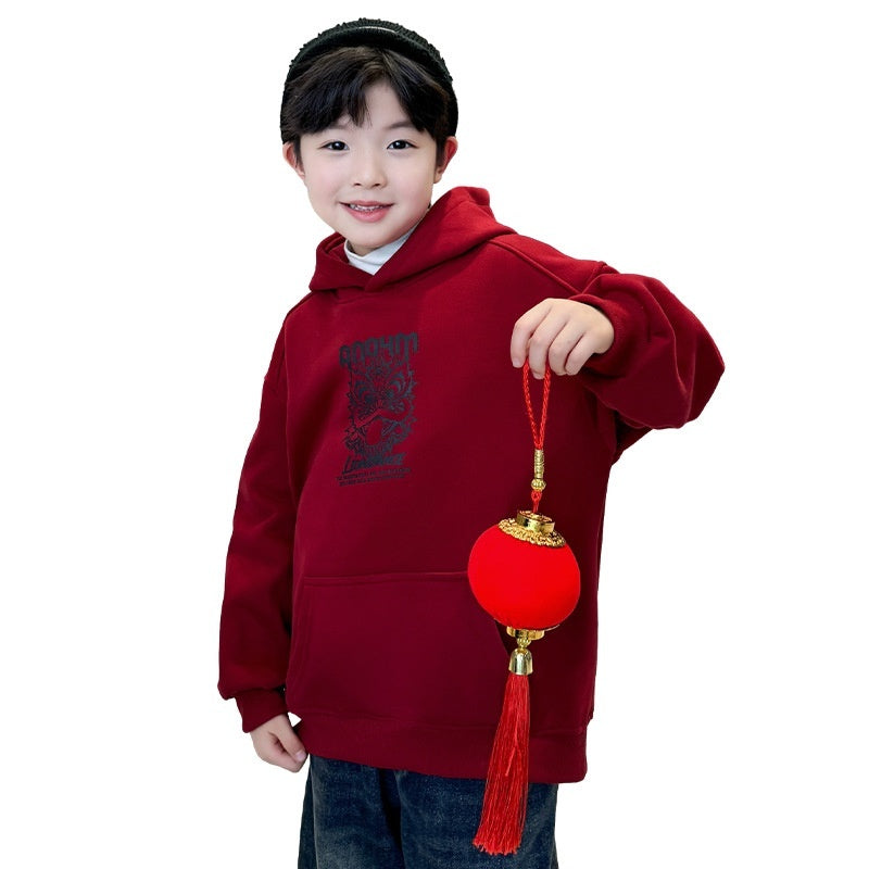 Middle And Big Fleece-lined Sweater Dragon Year Boy