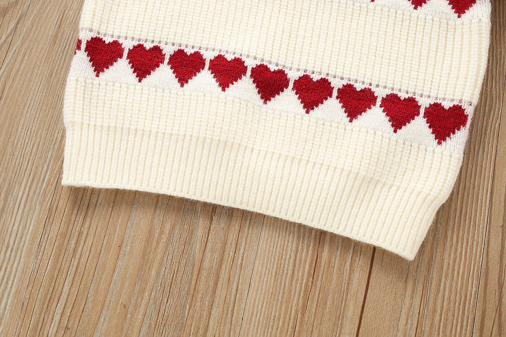 Girls Fashion Personality Heart Knitted Suit