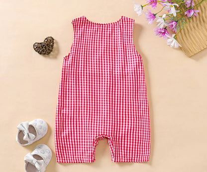 Girls' Fashion Personalized Embroidered Plaid Jumpsuit