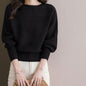 Womens Boat neck Loose-fitting Batwing Sleeve Shirt Knitted Top