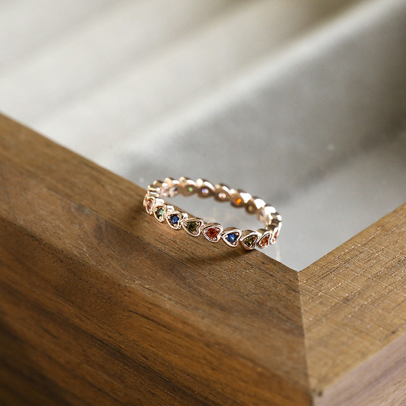 Fashion Copper Inlaid Zircon Love Ring