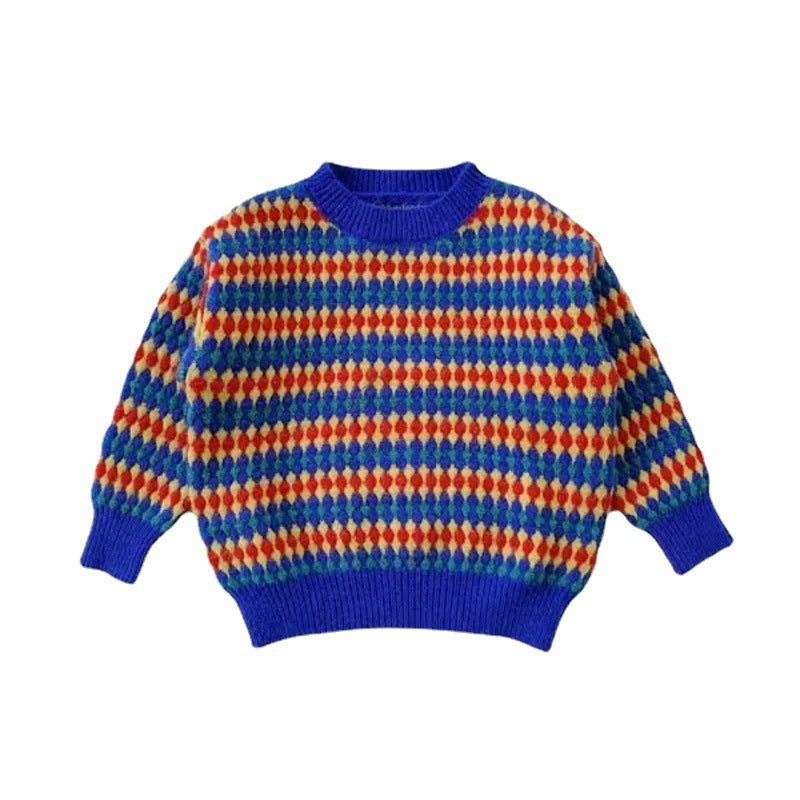 Rainbow Stripes Baby Round Neck Pullover Sweater