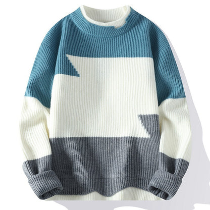 Mens Round Neck Fashion Loose Sweater