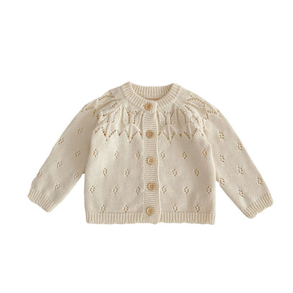 Versatile Children's Jacquard Hollow Knitted Jacket