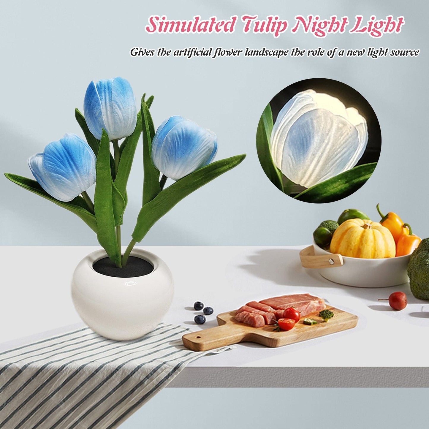 LED Tulip Night Light Simulation Flower Table Lamp