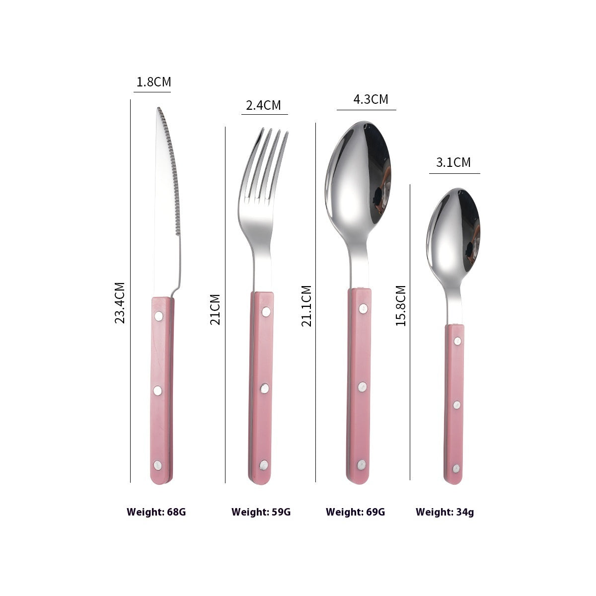 304 Stainless Steel Knife, Fork And Spoon French Rivet Tableware Clip Handle Hotel Western Dinner Set