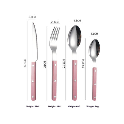 304 Stainless Steel Knife, Fork And Spoon French Rivet Tableware Clip Handle Hotel Western Dinner Set