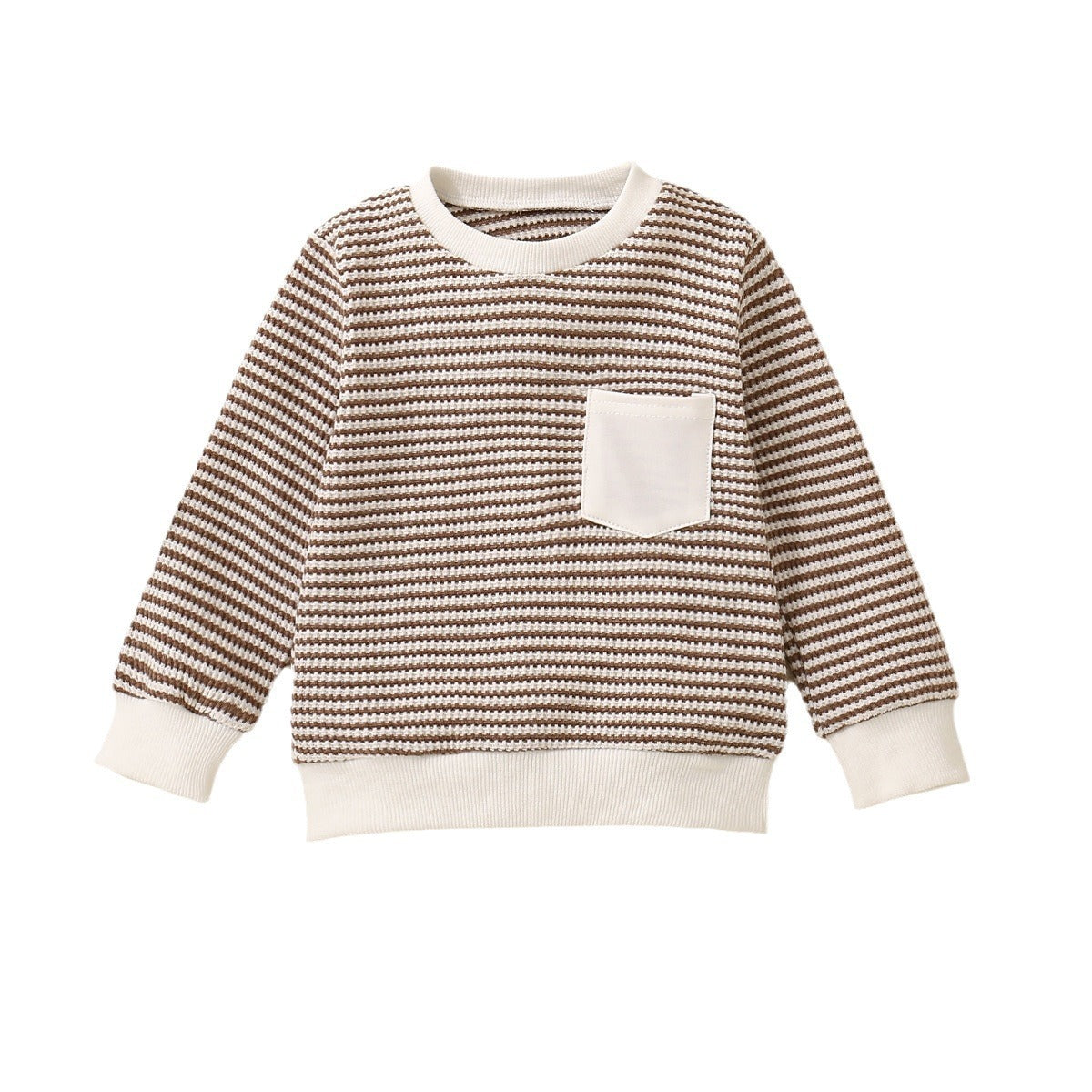 Girls' Striped Pocket Long Sleeve Sweater