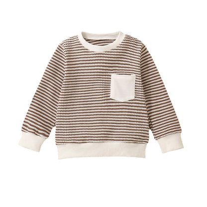 Girls' Striped Pocket Long Sleeve Sweater