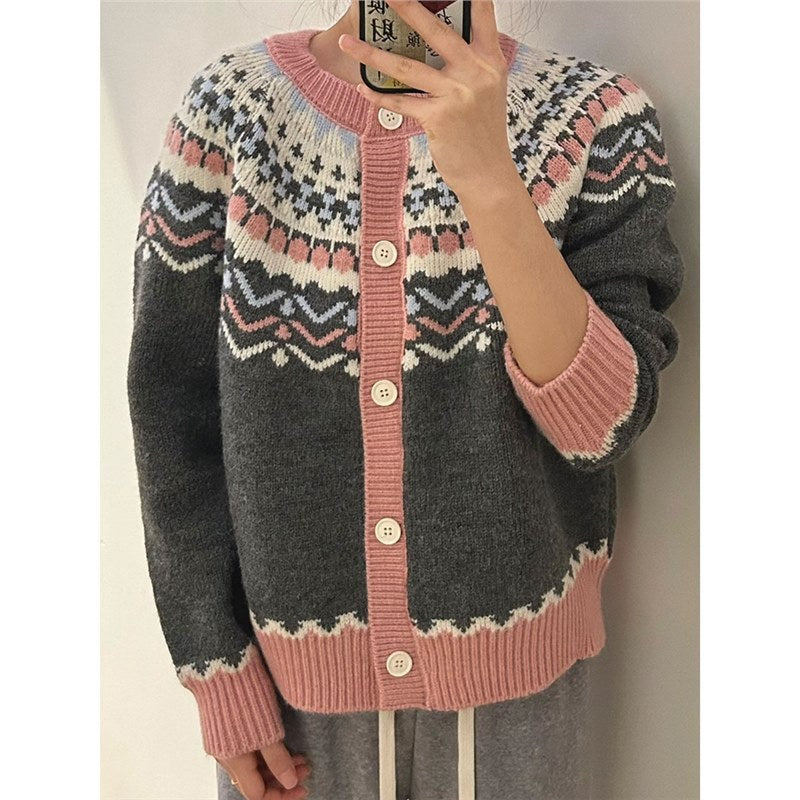 Fairisland Knitted Brocade Sweater Women's Autumn And Winter Christmas