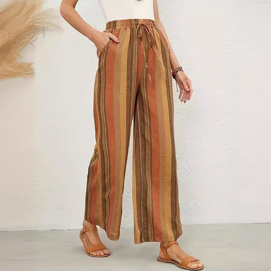 Womens Striped Loose Harem Pants Retro Artistic