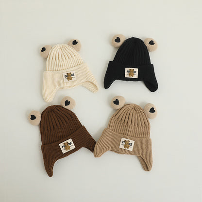 Children's Knitted Warm Bear Woolen Cap Outdoor