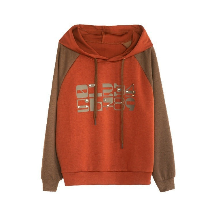 Womens Splicing Pullover Hooded Sweater