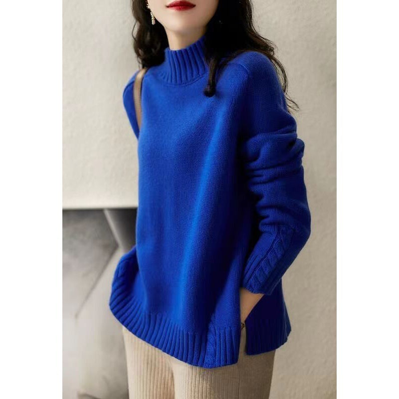 French Style Half Turtleneck Chic All-matching Youthful-looking Long Sleeve Knitted Sweater Women's Autumn