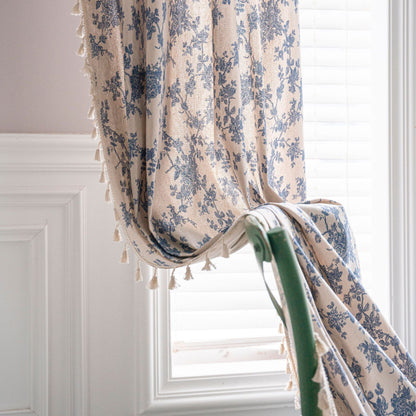 Cotton And Linen Printing Kitchen Curtain