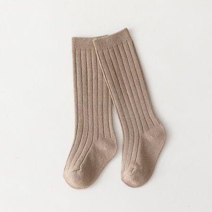 Sunken Stripe Socks Baby Plain Middle-long Stockings