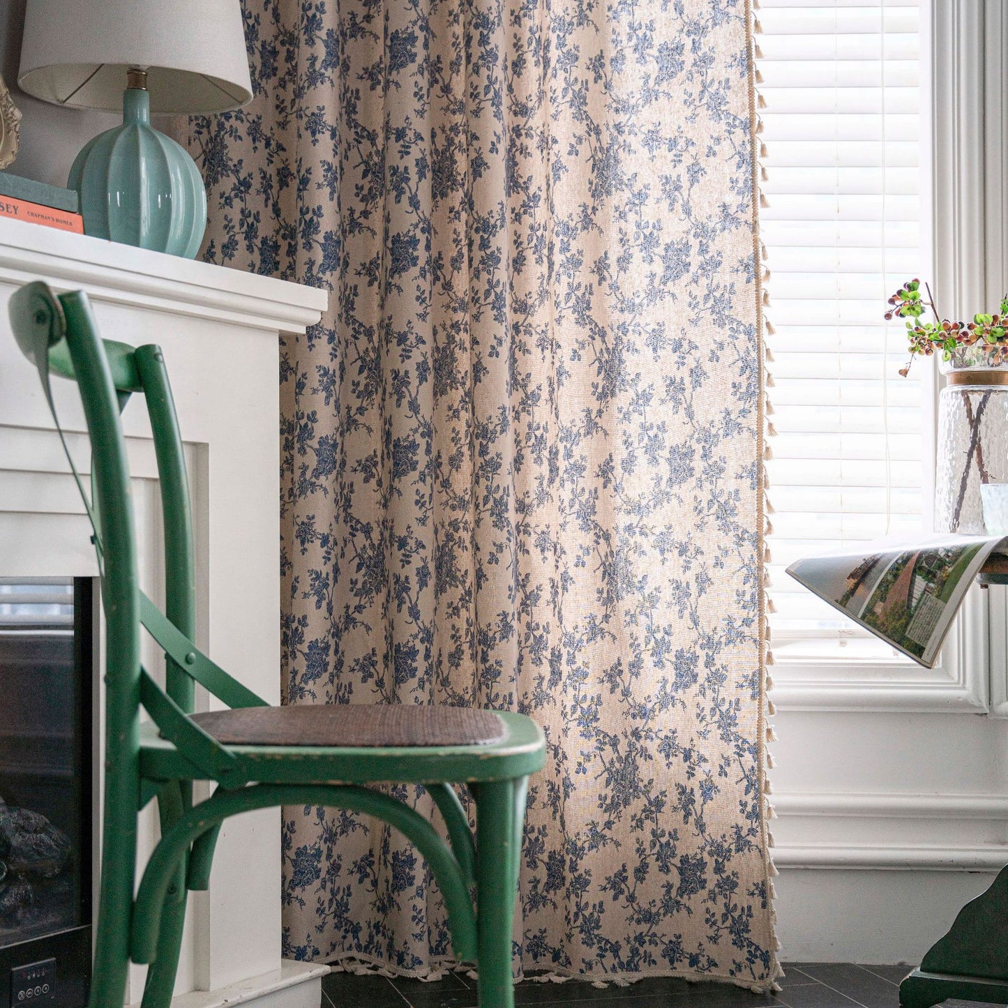 Cotton And Linen Printing Kitchen Curtain