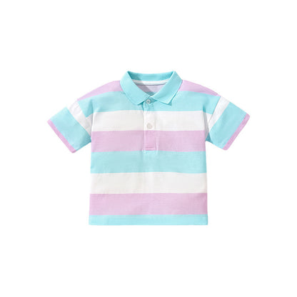 Polo Shirt Short Sleeve Striped Cotton Boy