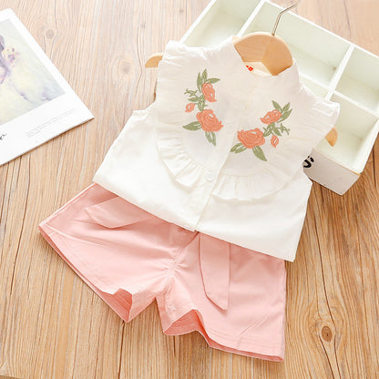 Girls Trendy Shorts Sleeveless Two-piece Suit