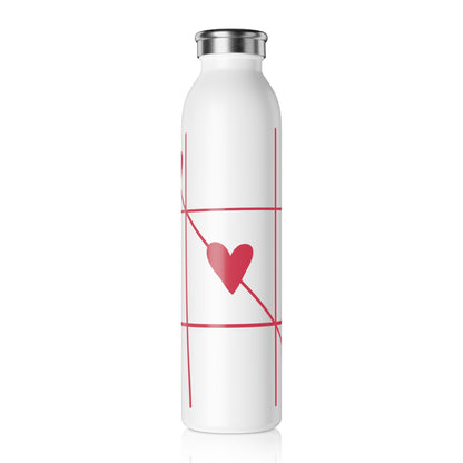 Slim Water Bottle Red heart