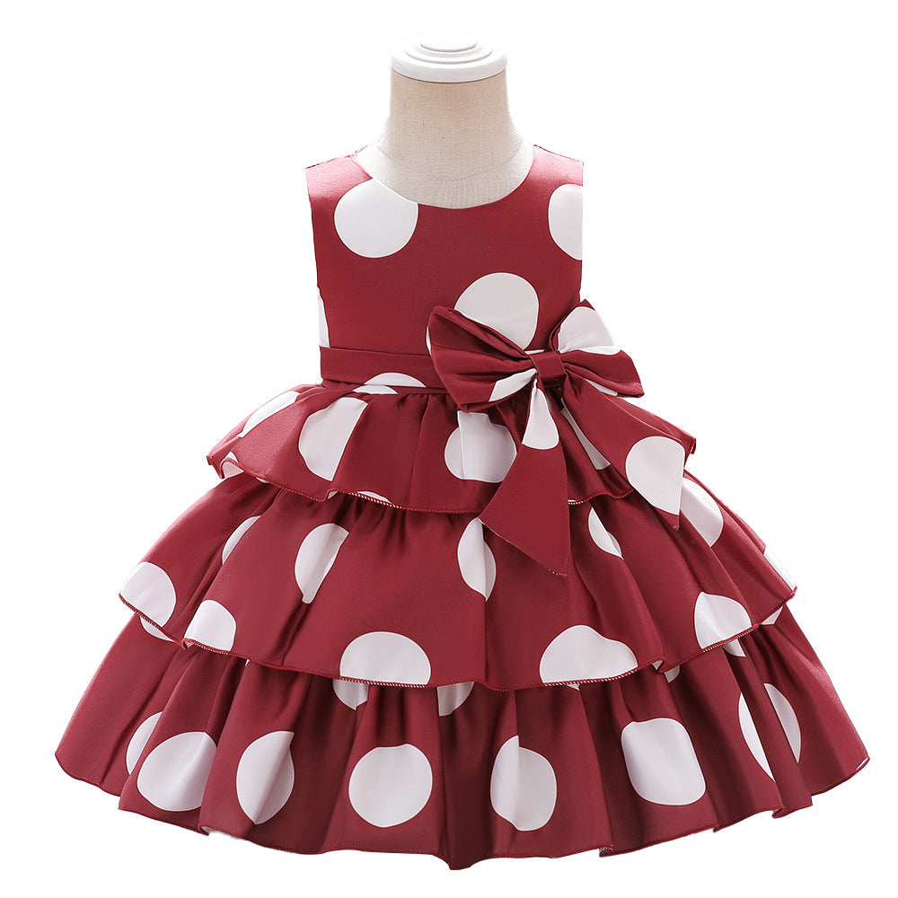 Girls' Casual Polka Dot Printed Dress