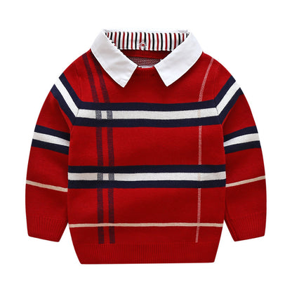 Childrens plaid jacquard sweater