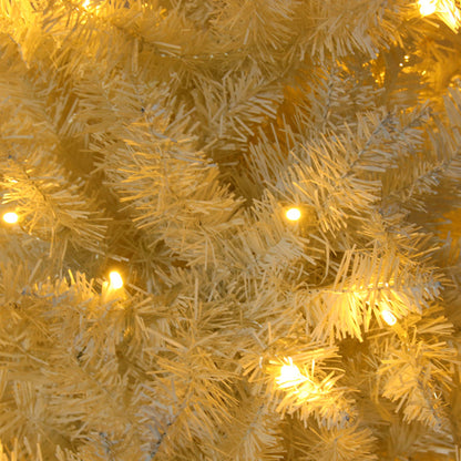 White 6.5ft, 250 Lights, Warm Color 8 Mode, 719 Branches, Pointed Pencil Shape, PVC Material Christmas Tree