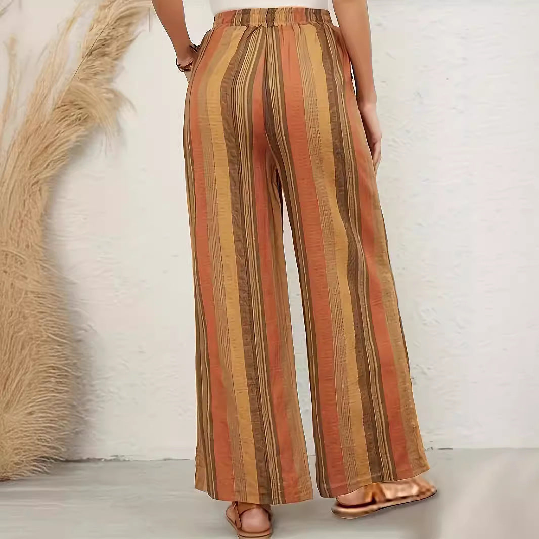 Womens Striped Loose Harem Pants Retro Artistic