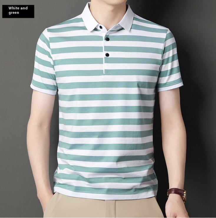 Men's Polo Collar Stripes Tshirt