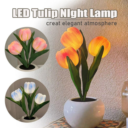 LED Tulip Night Light Simulation Flower Table Lamp