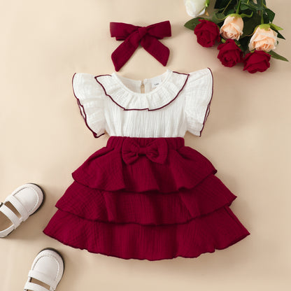 Baby Girl Patchwork Ruffled Sleeveless Fashion Dress