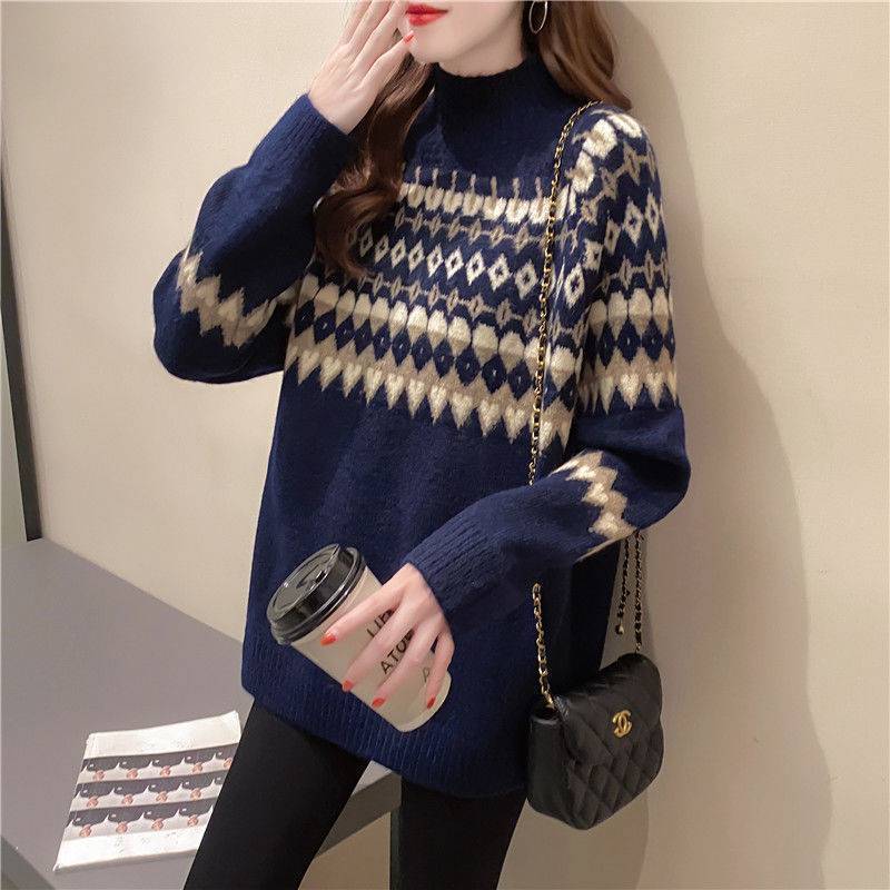 Korean Style Half Turtleneck Fashion Loose Outer Wear Bottoming Sweater Sweaters Women's Clothing