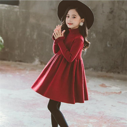 Half high collar Cotton knitting dresses