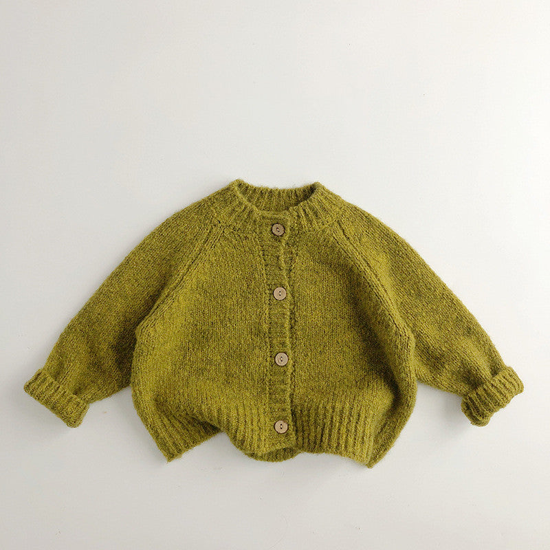 Girls' Western Style Solid Color Knitted Sweater