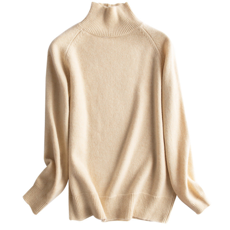 Womens Turtleneck Pullover Long Sleeve Wool Sweater