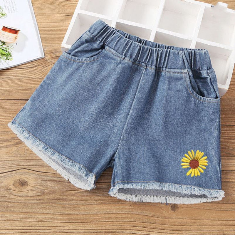 Childrens Denim Shorts Fringed