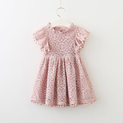 New Brands Dresses Tassel Hollow Out Design Princess Dress Kids Clothes