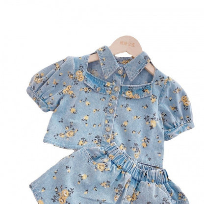 Kids Denim Two-piece Suit