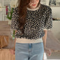 Summer Western Style Age Reduction Round Neck Pullover Loose Puff Sleeve Small Daisy Sweater T-shirt Top Women