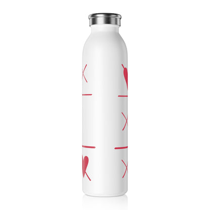 Slim Water Bottle Red heart