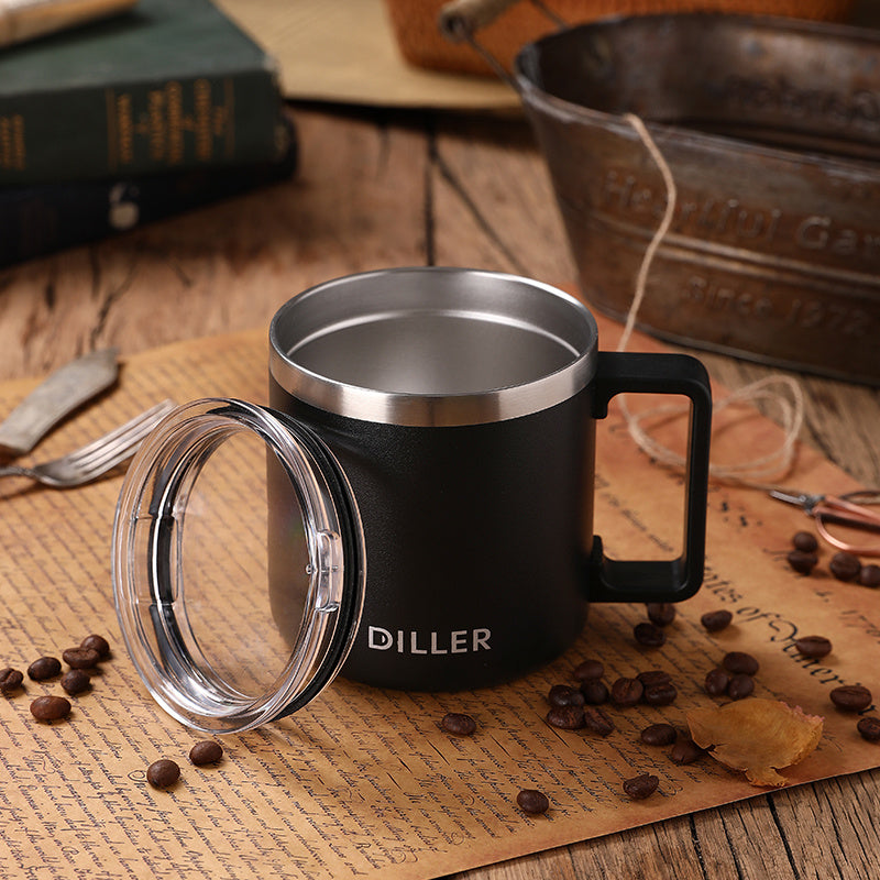 Desktop handle stainless steel tea cup