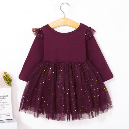 Bronzing mesh children's dress