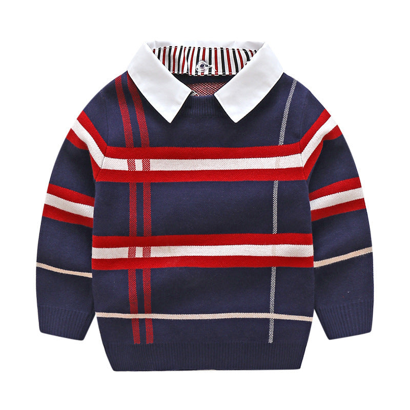 Childrens plaid jacquard sweater