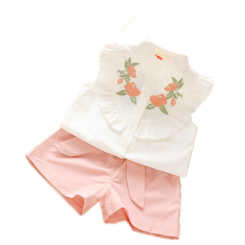 Girls Trendy Shorts Sleeveless Two-piece Suit