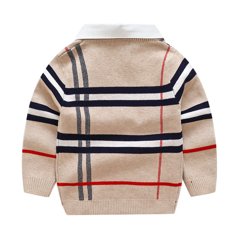 Childrens plaid jacquard sweater