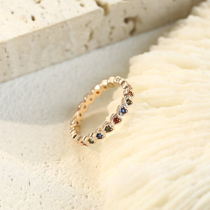 Fashion Copper Inlaid Zircon Love Ring